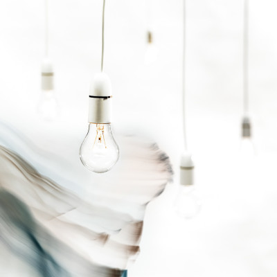 Light bulbs movement trail Advertising photography London