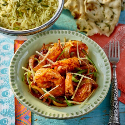 Indian Prawn Rice Naan Food photography London